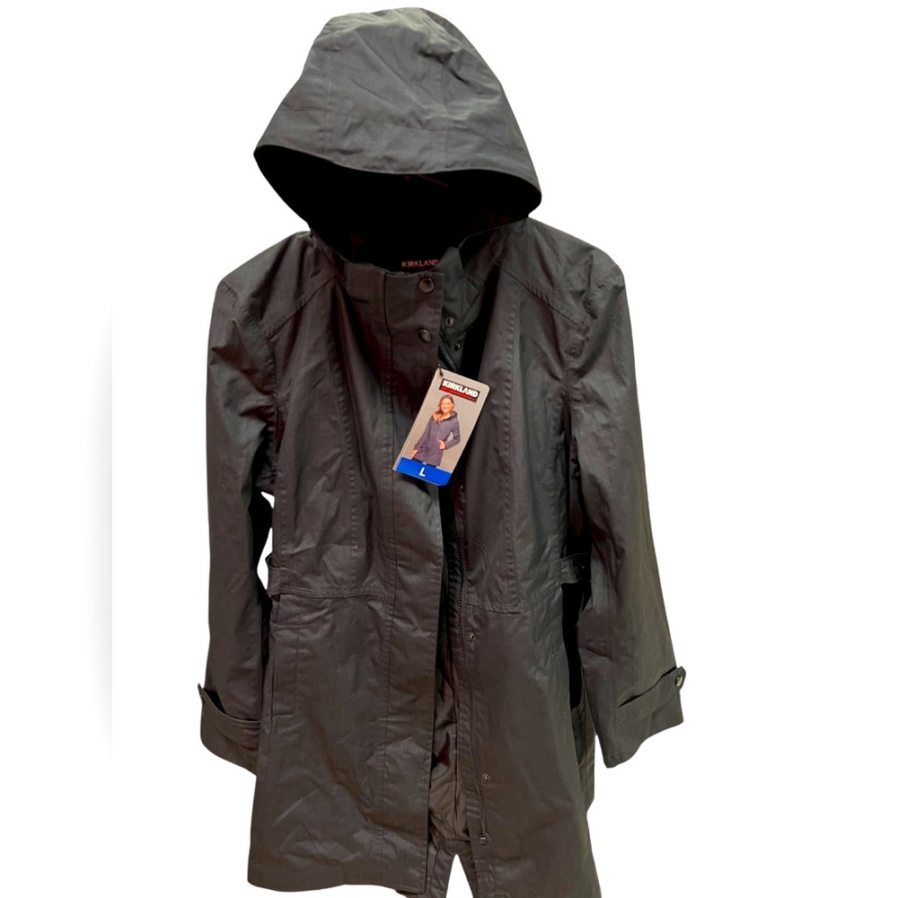 Kirkland Signature womens Gray Hooded Raincoat